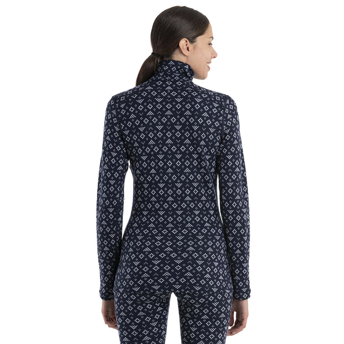 Icebreaker Women's Merino 260 Vertex Long Sleeve Half Zip First Snow - Midnight Navy Detail 3