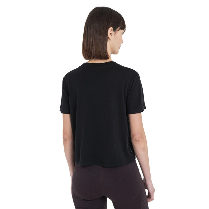 Icebreaker Women's Merino 150 Tech Lite Crop Tee - Black Detail 2