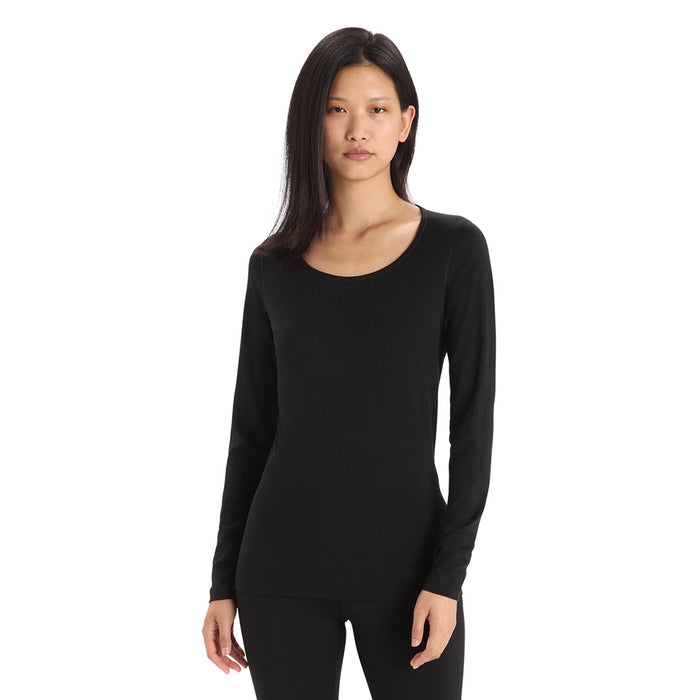 Icebreaker Women's Merino 260 Tech Long Sleeve Scoop - Black Details 1