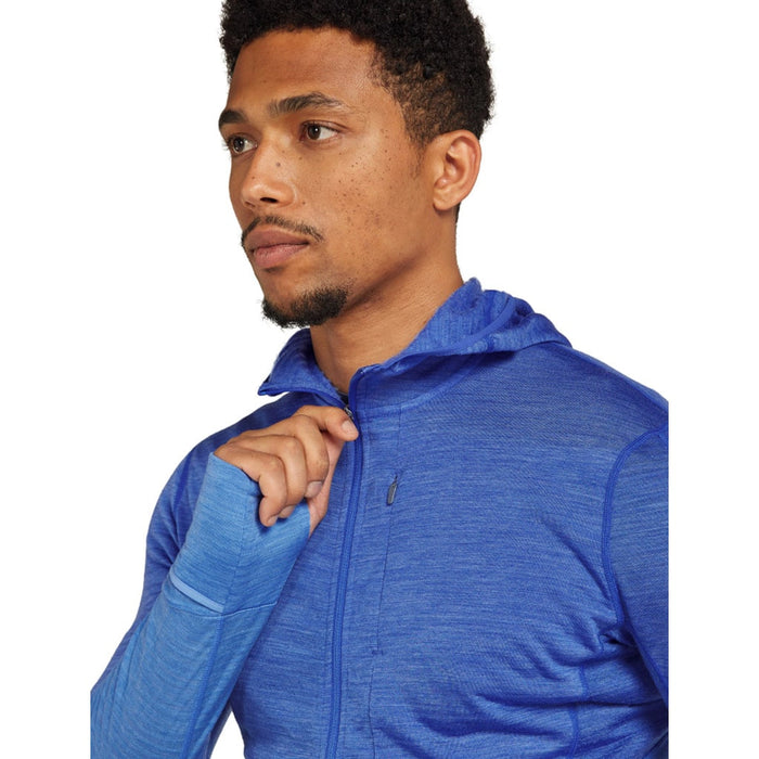 Icebreaker Men's Merino 200 RealFleece Descender Long Sleeve Zip Hoodie Brilliant Baja Details 3