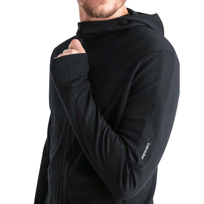 Icebreaker Men's Merino 260 Quantum IV Long Sleeve Zip Hoodie - Black Details 3