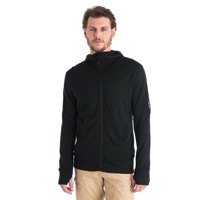 Icebreaker Men's Merino 260 Quantum IV Long Sleeve Zip Hoodie - Black Details 2