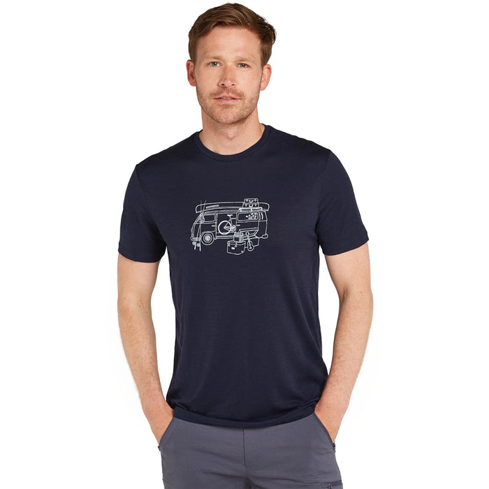 Icebreaker Men's Merino 150 Tech Lite Tee Van Life - Midnight Navy Details 1