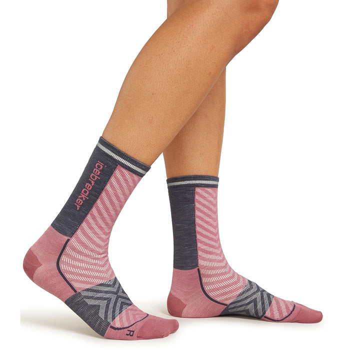 Icebreaker Women's Merino Run+ Ultralight Crew - Deco Graphite Details 1